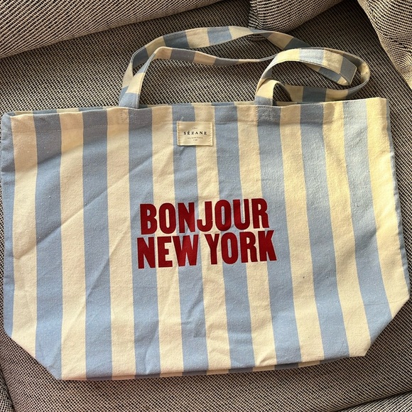 Sezane Handbags - Sezane Tote Bag - Bonjour New York - 100% Cotton NWOT